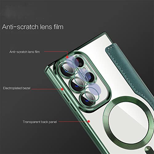 Funda de cuero para Samsung S23 Ultra con carga inalámbrica elegante 5