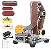 SI FANG Electric Belt-Sander Polishing-Grinding Knife Sharpener, 7 Speed Adjustable Mini Power Sanding Machine Bench Grinder 13x1.2inch Belts For DIY Model Crafts Jewelry Making, Wood Metal Working