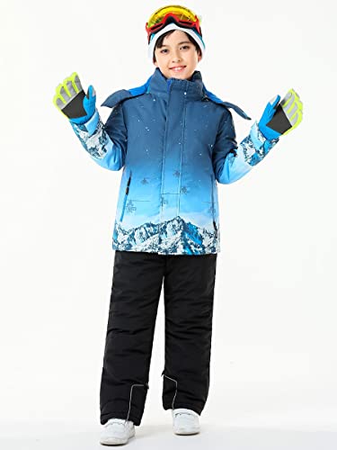 Image of WOWULOVELY Big Boy's 2-Piece Colorblock Snow Pants and Jacket Snowsuit Ski Suit