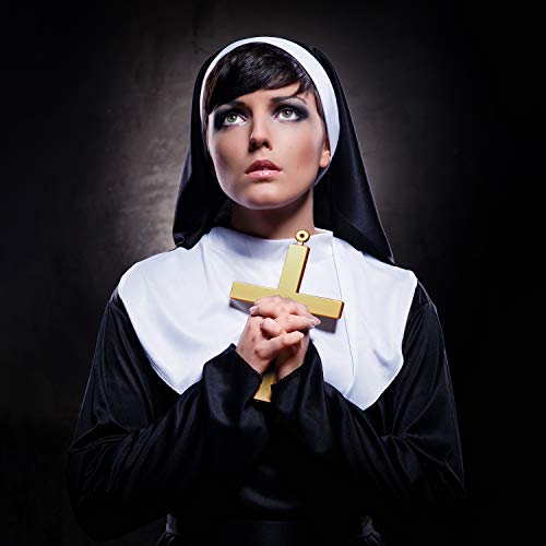 Hicarer 2 Pcs Halloween Large Cross Necklace Costume for Nun Priest Monk Gold Plastic Cosplay Church Accessory for Women Men3
