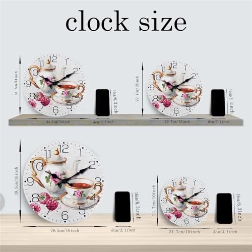 Horloge murale rétro en bois 16 pouces à quartz silencieuse - 3