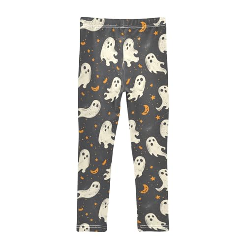 Girls Leggings Halloween Cute Ghosts Moon Star Soft Toddler Leggings for Girls Kids Pants Size 4T-10T2