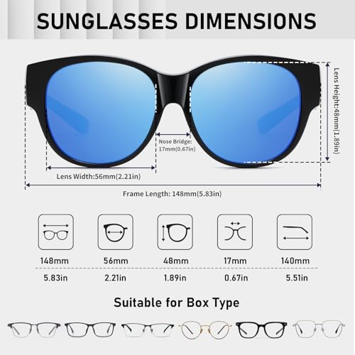 Image of HAOLOTA Fit Over Glasses Sunglasses for Women Polarized | Over Glasses Sun Glasses, UV400 Polarized Lens, Trendy Cat Eye Sunglasses, Lightweight and Flexible, Driving, Daily Use