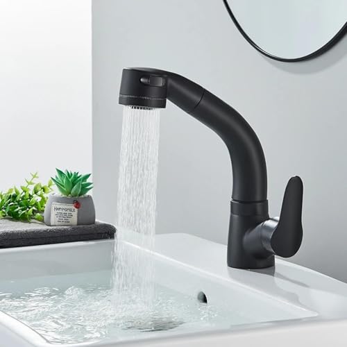 Robinet de lavabo noir rotatif à 360° eau chaude et froide pour salle de bain moderne LWX
