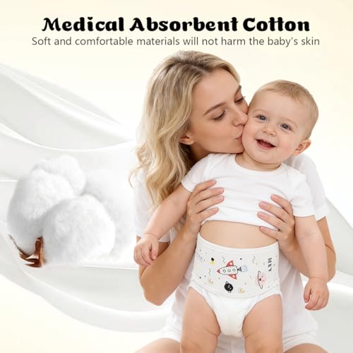 Image of SNOWIE SOFT 3Pcs Cotton Baby Belly Band Baby Belly Button Wrap, Newborn Stomach Button Band Umbilical Hernia Belt Newborn Adjustable Stomach Bands Cotton Infant Tummy Bands for Infant 0-12 Months