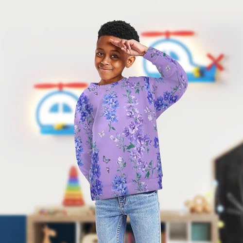 JUNZAN Safari Delphinium Purple Little Girls Sweatshirt Hoodie Crewneck Sweatshirt With Hoodie Camping 4T4
