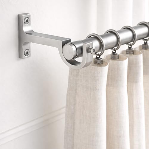 Image of Elite Aluminum Curtain Rod Brackets - Heavy-Duty Wall Mount Clamps for Curtain Rod Support for Door and Window Curtain Rods with Screw and Wall Plug - Pack of 2PCS (Silver)