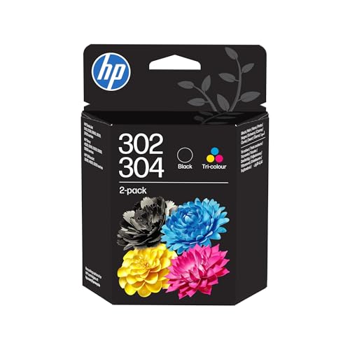 HP 302/304 Negro y Tricolor, B82L1AE, Pack de 2 Cartuchos de Tinta Originales, Compatible con impresoras DeskJet 1110, 2130, 3630, Envy 4520, OfficeJet 3830, 4650, 5220 y 5230