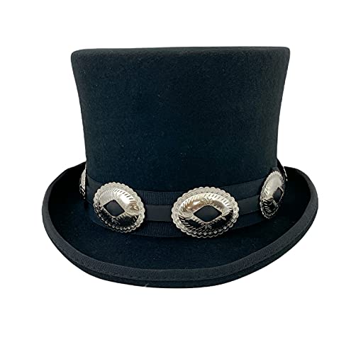 Funk Plus Hat Band Oval Concho Genuine Leather Usa Made For Tophat Slash Hat Cowboy Steampunk Cosplay Black #TOP3