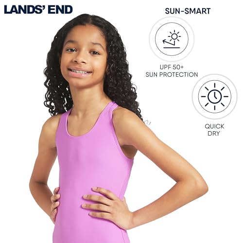 Image of Lands' End Girls' UPF 50+ Stretch Crisscross Back One Piece Swimsuit