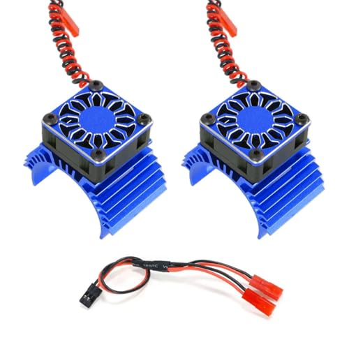 for Axial for SCX10 for Traxxas for TRX4 for Tamiya 1/8 1/10 RC Car 2pcs 380 540 550 3650 3660 3670 Motor Heat Sink Cooling Fan 36mm Motor RC Upgrade Accessories(Blue)