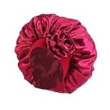DAZLOR Women Wide Edge Satin-Lined Sleep Beanie Nightcap Elastic Fitting Solid Color Headband Stylis