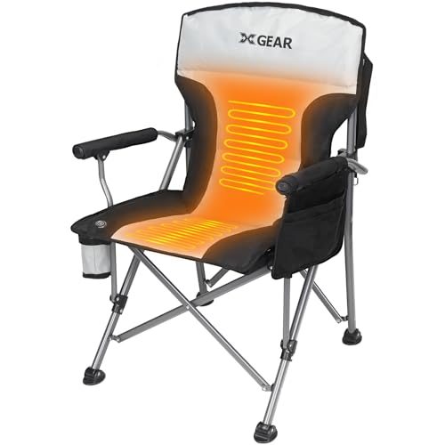 XGEAR Silla de camping de brazo duro negro 2pcs una caja de cartón