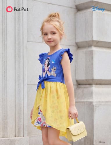 Image of Disney Princess Frozen Elsa Minnie Mouse Stitch Toddler Girl Romper With Skirt Overlay Summer Jumpsuit with Bow 2-6 Years