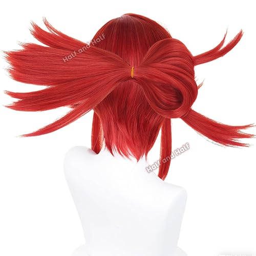 Image of Riyo Reaper Cosplay Wig Short Red Anime Wig with Bangs & Hairpiece | Vibrant Red Lolita Wigs for Women Halloween Party Costumes