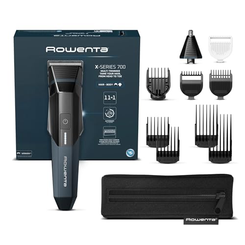 Rowenta X-Series 700, Tondeuse multifonction 11-en-1, Lames en acier inoxydable haute teneur en carbone auto-affûtantes, Étanche, TN9610E0