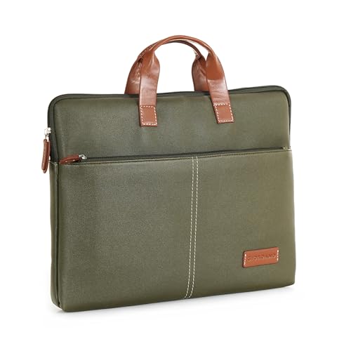 Image of Giordano Unisex 15 Inch Laptop Sleeve PU Bag for Professionals | Premium Leatherette | Water-Resistant & Padded Slim-Fit with Trolley Strap for Men & Women