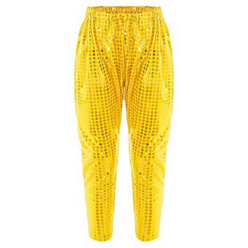 Kids Girls Boys Shiny Harem Pants Metallic Trouses High Waist Hip Hop Jazz Dancing Performance Radish Pants