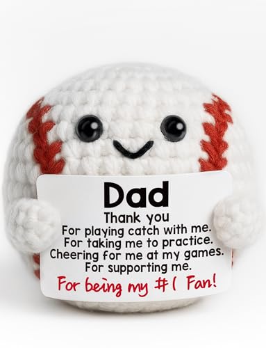 TKGIFTHOT Fathers Day Dad Gifts from Son Daughter Wife Positive Handmade Crochet Baseball Fathers Day Birthday Funny Dad Gift I Love You Papa Gifts Idea for Men Easter Christmas