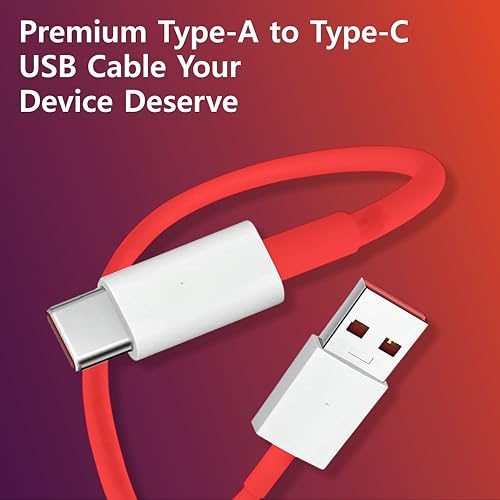 Image of YISHU 120W Type C to USB Red Type-C Cable | Compatible with OnePlus | Nord Power 5G Delivery for SuperVOOC |Original Fast Charging