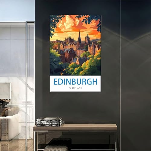 Impression sur toile d'Édimbourg 50x75 décoration murale rétro Écosse - 5