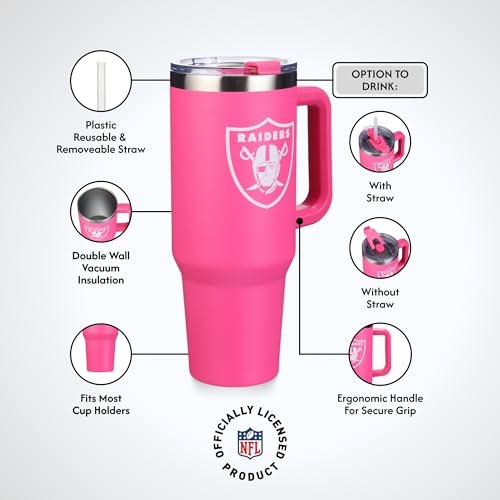 Image of The Memory Company Officially Licensed NFL - Las Vegas Raiders 40oz Pink Game Day Tumbler with Team Logo