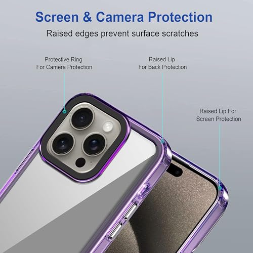 Image of amazon basics Back Case Cover for iPhone 16 Pro Max | Compatible for iPhone 16 Pro Max Back Cover | Case Cover with Camera Protection | (TPU + PC | Translucent Purple)