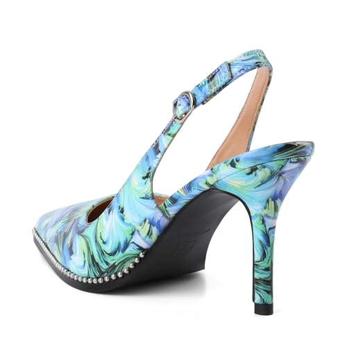 Image of SAMMITOP Women Slingback Heels Stilettos Closed Pointed Toe High Heel Silver Beaded Pumps Comfortable 3.5 Inch High Heels for Women Dressy Shoes