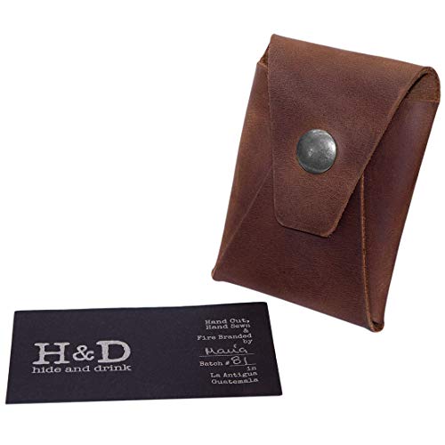Hide & Drink, Leather Minimalist Card Wallet, Holds Up to 4 Cards Plus Folded Bills/Holder/Travel/Case/Stylish/Vintage, Handmade - Bourbon Brown3