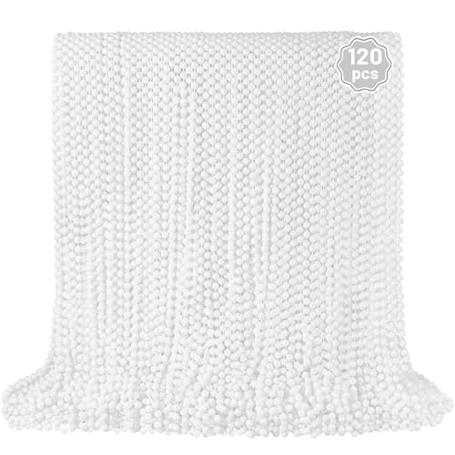 YAXINRUI 120 PCS White Mardi Gras Beads 33 White Bead Necklaces Party Costume Necklace Round Parade Throw Beads in Bulk for Mardi Gras Christmas Festive Events Party Favors