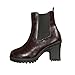 Women High Heel Fashion Ankle Boot Retro Chunky Heel Ankle Round Toe Boots Fall Booties with Side Zipper