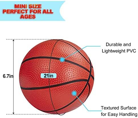 Mini Basketballs Orange 2 Pack 5" Set with Pump Needle Durable Material for Mini Hoop 3+ Years Toddlers Kids Teenagers for Pool Indoors Outdoors