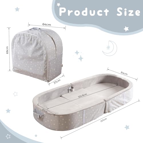 Bybyme TB02-GY Portable Toddler Floor Bed - Waterproof Folding Travel Crib thumb #2