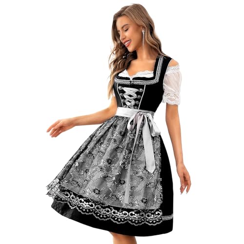 Dirndl Damen MIDI Mit Schürze - Trachtenkleid Für Oktoberfest & Feste