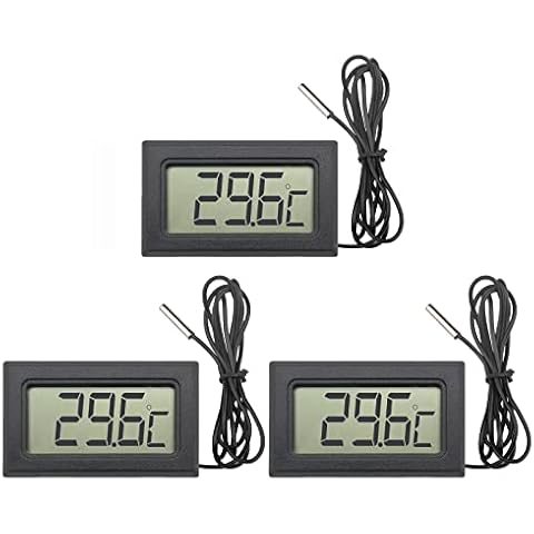 VOKTTA 3PCS Digital LCD Thermometer Temperature Monitor with 1M NTC Probe for Refrigerator Aquarium,-50°C~ +110 °C Cover