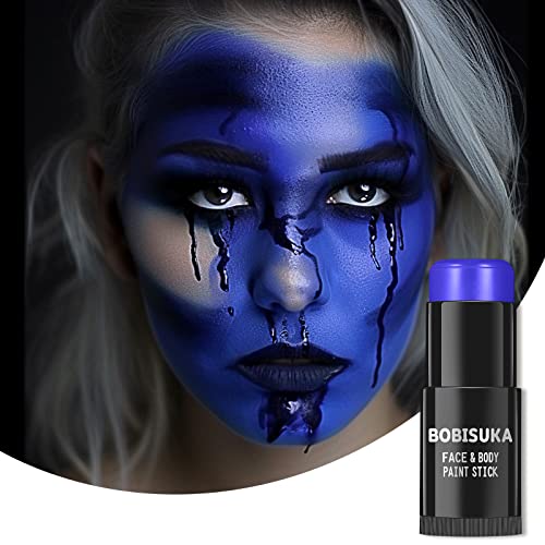 Bobisuka Blue Face Body Paint Stick, Professional Dark Blue Eyeblack Sticks For Sports, Blendable Body Painting For Halloween Makeup Avatar Smurf Mystique Cosplay Special Effects Costume Sfx Stage Kit #TOP6