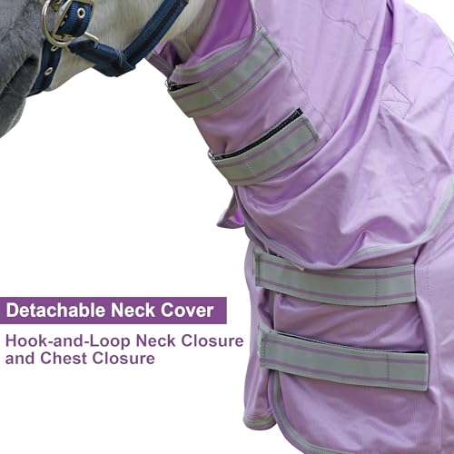 Image of LEAFOREST Miniature Pony Horse Fly Sheet - with Neck Cover & Belly Band Breathable Mesh UV Protection Summer Sheets for Mini Horses Foal Yearling Donkey Violet 52 inches