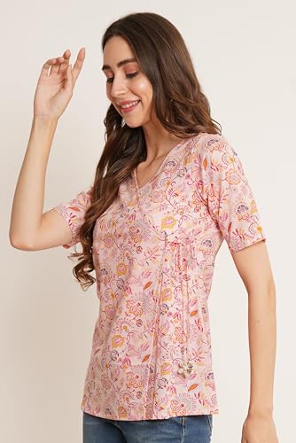 Image of COTLAND Fashions Jaipuri Cotton Angrakha Style Top for Women (Partial Open)