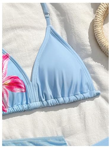 Image of RoseSeek Girl's 3 Piece Cute Bowknot Bathing Suit Halter Triangle High Waisted Swimsuit with Beach Cover Up Skirt