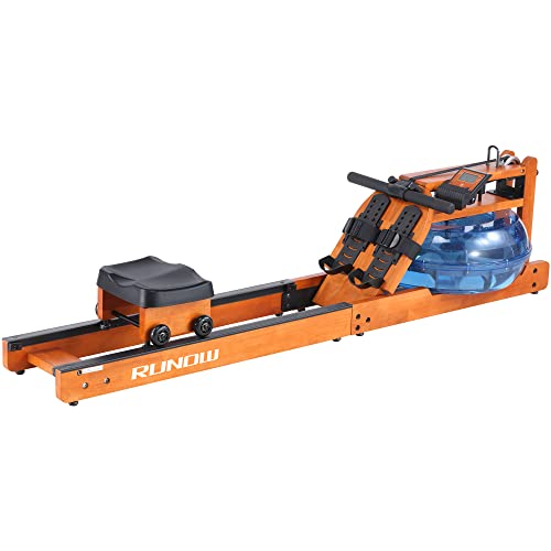 Runow Water Rowing Machine With Lcd Monitor Water Rower Wooden Adjustable Resistance Oak Wood Rowing Machine For Home Use #TOP16