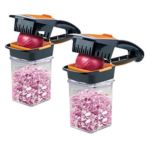 Nutrichopper Deluxe with 30% Larger Fresh-keeping Storage Containers - Vegetable Slicer that Chops, Cubes and Wedges, Multi-purpose Food Chopper with Stainless Steel Blades, As Seen On TV Set of 2