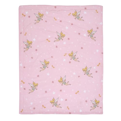 Image of Bedtime Originals Tinker Bell Baby Blanket - Pink, White, Disney, Garden, Floral