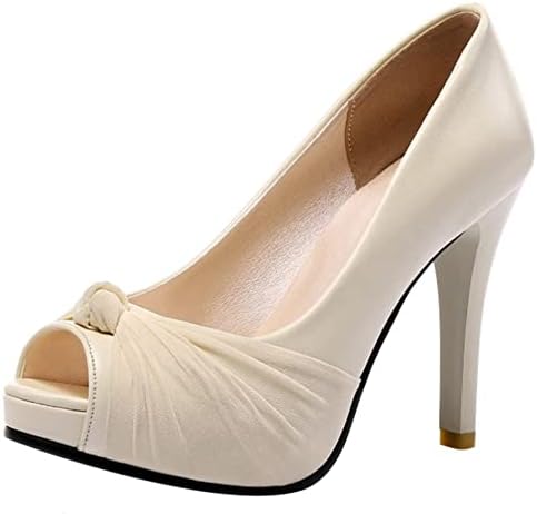 Zapatos pin up con plataforma y tacón alto – Peep toe elegante con lazo para mujer
