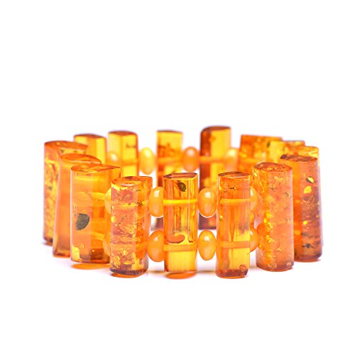 Genuine Amber Unisex Bracelet - Hand-Assembled in Europe Jewelry from Baltic Sea Beads - 7 inches - Honey Dark Butter