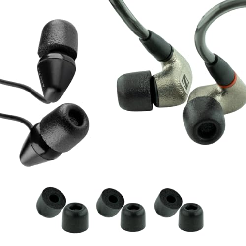 Comply 200 Core Series | Memory Foam Replacement IEM Ear Tips for Sennheiser, Bang Olufsen, Sony & More | Superior Noise Isolation, Ultimate Comfort, Secure Fit | TechDefender, Black, Medium (3 Pairs)