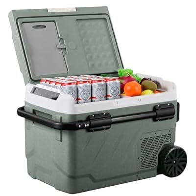Alpicool Portable Refrigerator for Car, 12 Volt Refrigerator with Wheel 42 Quarts Car Refrigerator Dual Zone Independent Control, Portable Car Fridge 12V/24V Electric Cooler for Camping