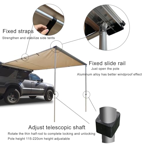 Tenda laterale per auto, impermeabile, estraibile, UV50+ 420D, tessuto Oxford, resistente alle intemperie, per campeggio all'aperto, con borsa per il trasporto
