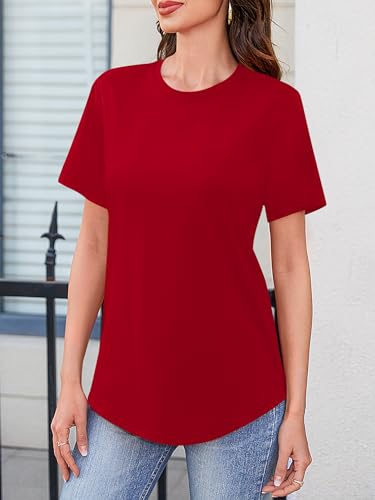 Image of Elesomo Womens Shirts Casual Crew Neck Short /Long Sleeve Tunic Tops Tees