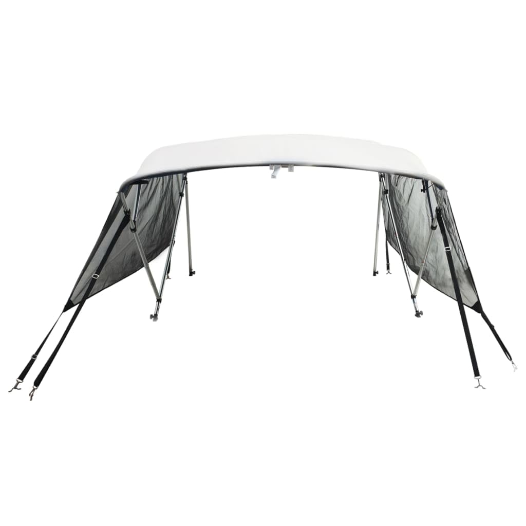 vidaXL Bimini di Prua Pareti Laterali Rete 4 Archi 243x(170-182)x137cm, bimini per imbarcazione, tendalino per barca, copertura per imbarcazione