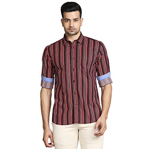 Image of Parx Men's Full Sleeve Slim Fit Dark Red Casual Shirt